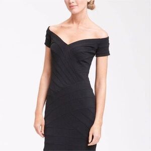 Tadashi Shoji‎ Black Cocktail Dress Women XS Bandage Off Shoulder Lattice